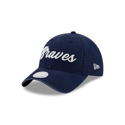 Atlanta Braves Gorra | New Era MLB Team Script 9twenty Adjustable Cap Mexico - Azules